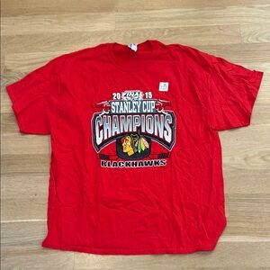Chicago Blackhawks Stanley Cup Championship Red Heavy Cotton T-Shirt